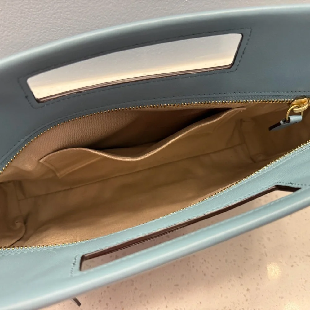 Coach Blue Leather Zip-Front Handbag